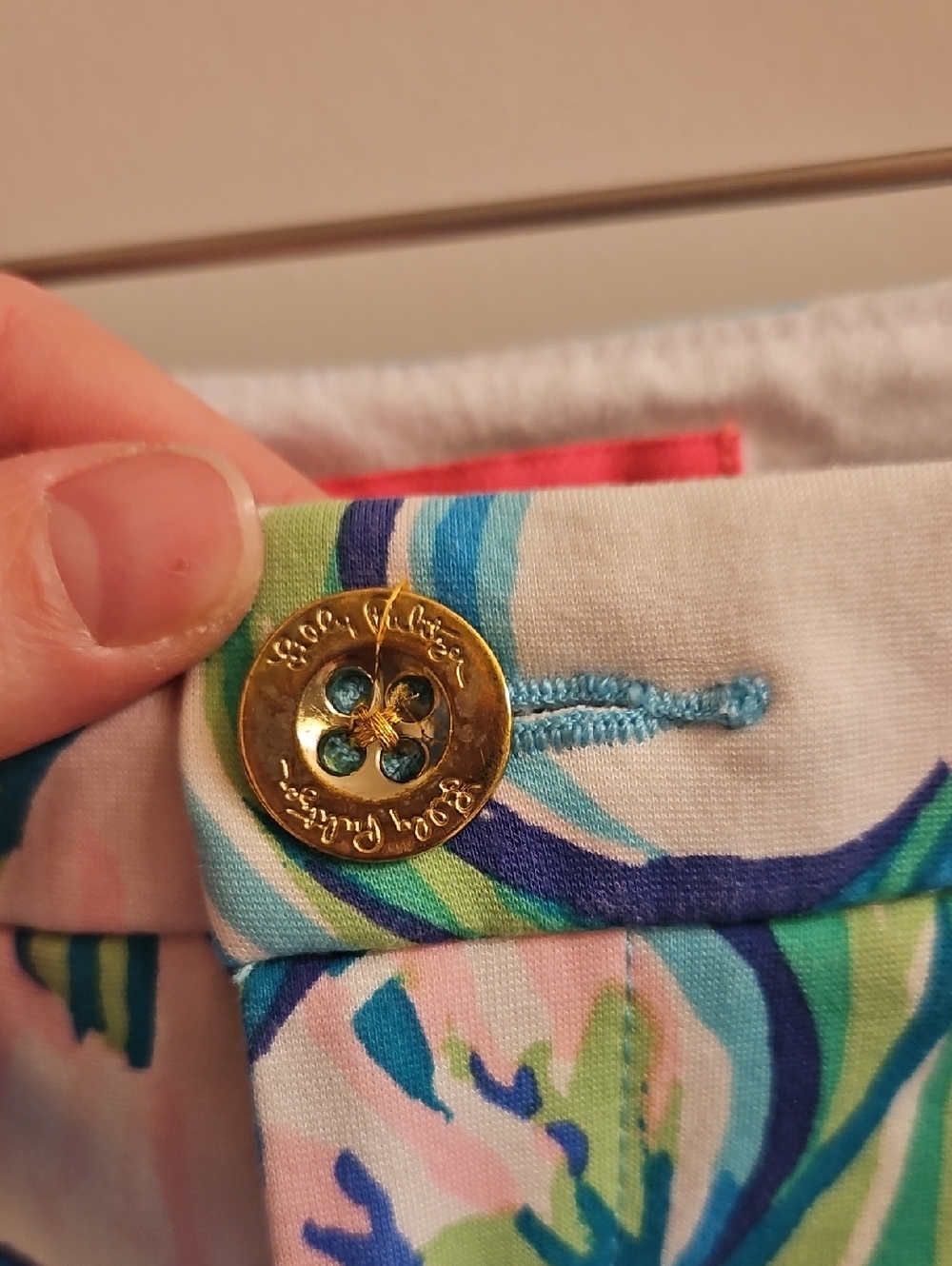 Lilly Pulitzer Turquoise Pink Green Floral Scallop Hem Shorts - Picture 3 of 11
